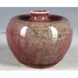 Apple shape Chinese water dropper/vase ox blood glaze, painted character mark to base, 9;.5cm