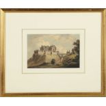 John Warwick Smith, OWS (1749-1831), a continental castle, on a hill with drawbridge, watercolour,