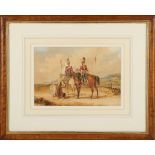 Henry Martens, late 19th Century watercolour heightened in white, mounted Lancers, framed, 23 x