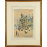 T Fairfax, a pair of watercolours of market towns in Chester, mounted and in gilt frames, both