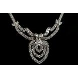 A fine 18ct white gold and diamond set ribbon bow necklace.