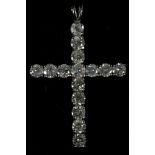 An 18ct white gold large diamond, cross set with 3.80cts diamonds.