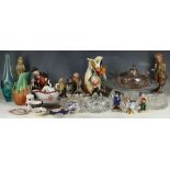 A large and miscellaneous collection of cut glass, porcelain cabinet items, ceramic figures etc. (