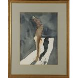 A framed watercolour of figure 'removing a jumper' picture, size 30 x 22cm.