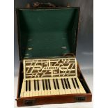 A Hohner piano accordion, white marble finish, Verdii model, 48 button model with case.