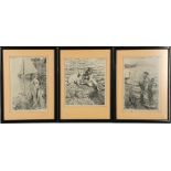 Three German engravings after Zorn depicting nude figures by the sea, dating 1894, 1917, etc. (3)