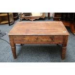 Indian table top clerk's/childs desk, single drawer, tapering chamfered block legs, c.1900, 60.5cm
