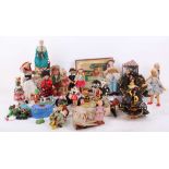 A large collection of vintage dolls, including wooden dolls. (Qty)