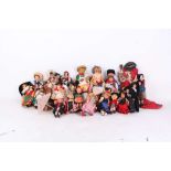 A good collection of late 1940s to 1950s folk dolls, many hand painted cloth dolls, with Lenci