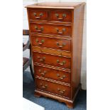 A Georgian style yew wood fall front bureau, of small proportions, and with four long graduated