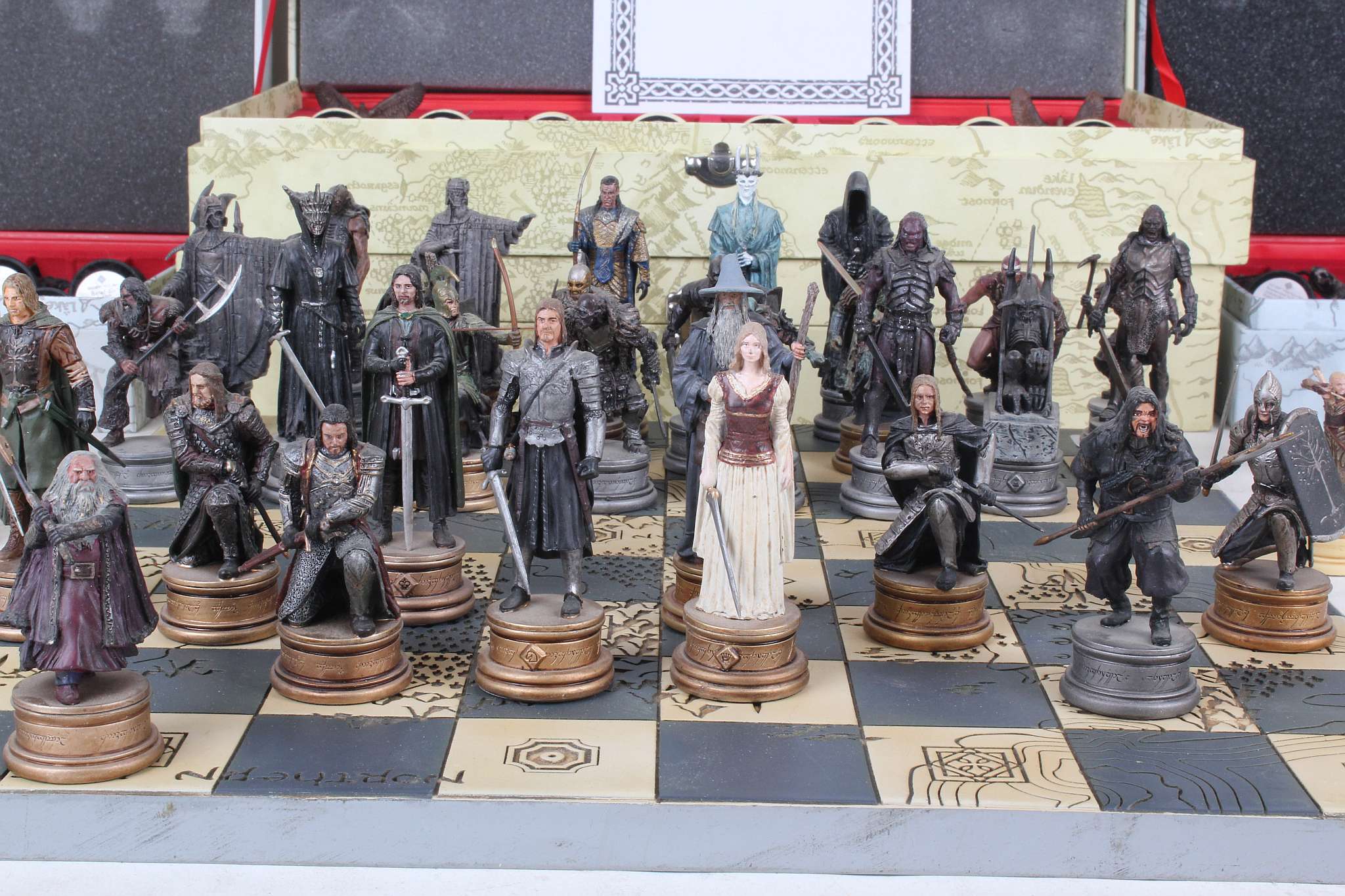 Three complete ‘Lord of the Rings’ Chess sets, by ©MMVI NLP, Inc., each set different (one set lacks - Image 3 of 8