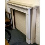 Two white painted fire surrounds, one with applied Adam style decoration. (2)