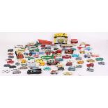 A large collection of 1960s vehicles, including Batman and Robin, Corgi, Chitty Chitty Bang Bang,