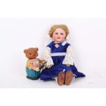 A painted bisque head Heubach Koppelsdorf baby doll, on a ne plus ultra leather body with
