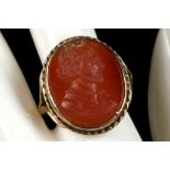 An antique 18ct gold and cornelian intaglio ring.