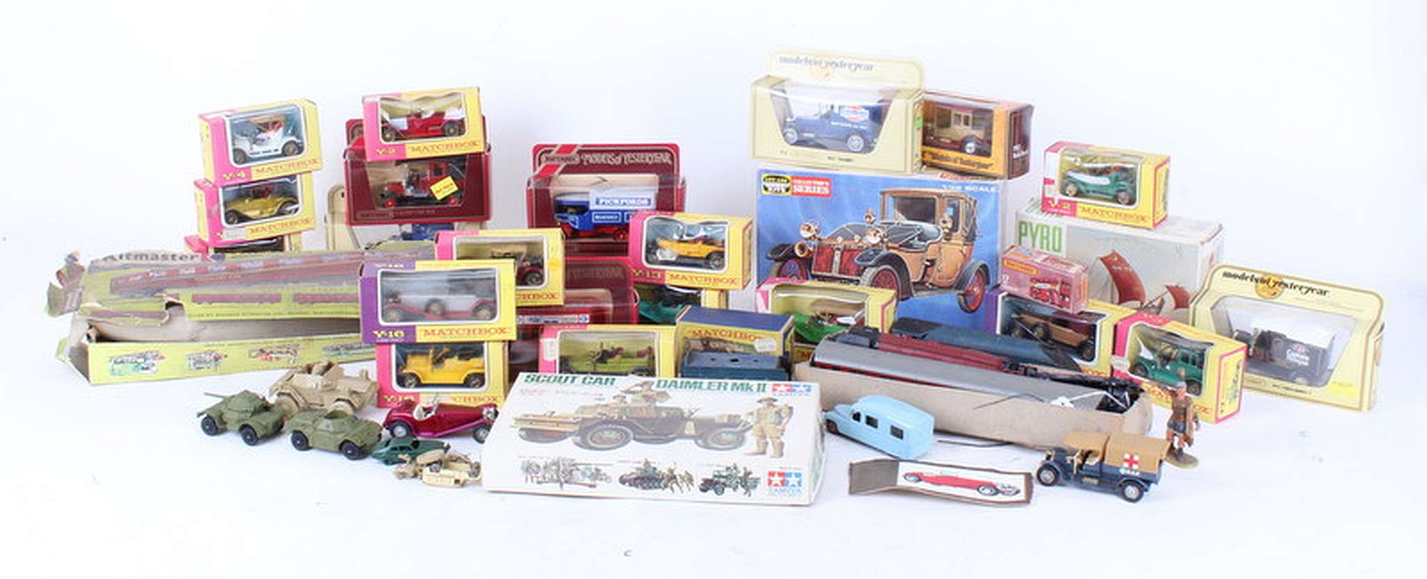 A quantity lot of boxed Matchbox cars, in good condition, including Models of Yesteryear and unboxed