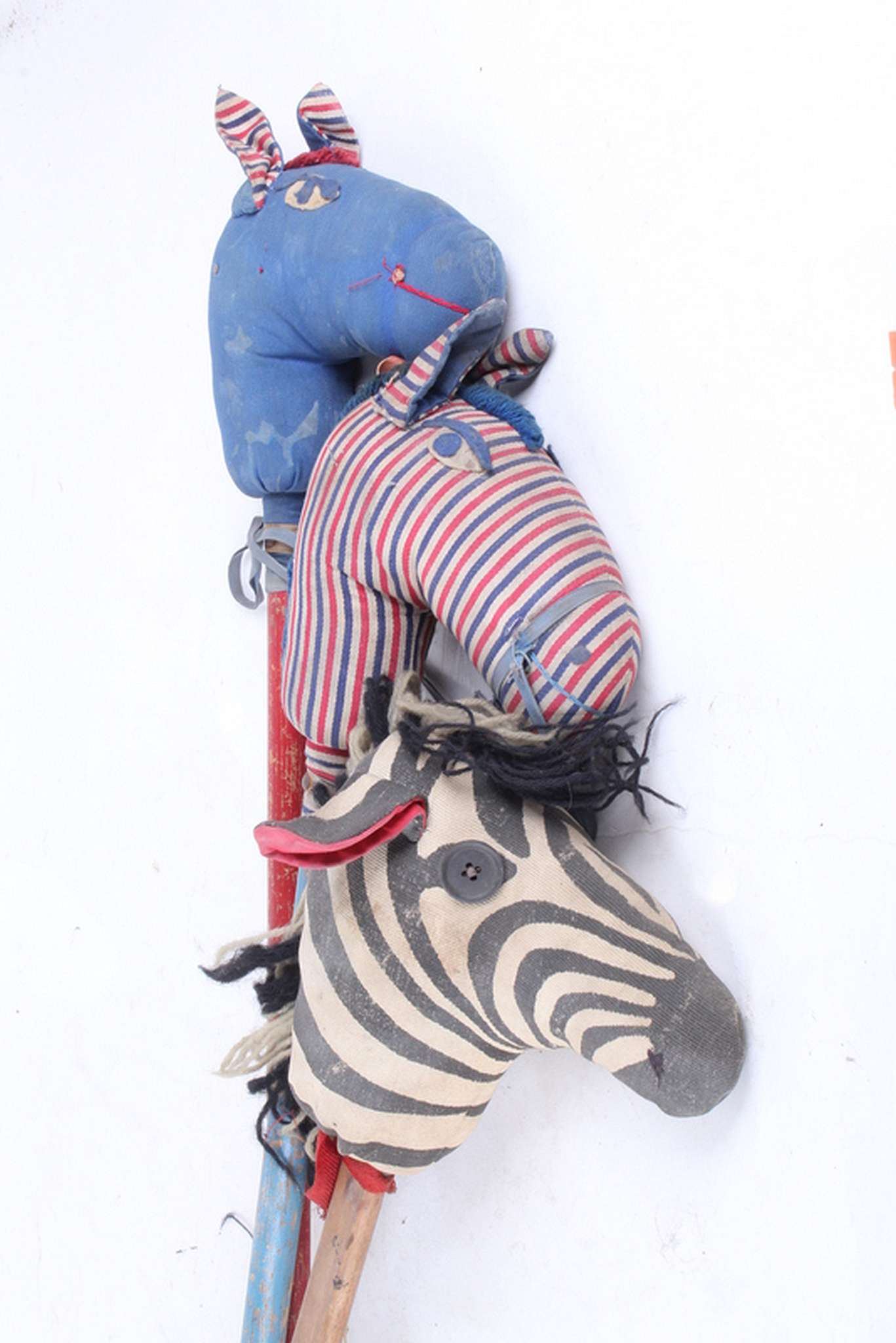 A small collection of toy hobby horses, to include one with wooden wheel and zebra example. (3) - Image 2 of 2