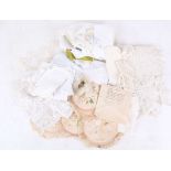 A quantity of vintage handkerchiefs, lace and more. (Qty)