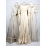 Three vintage designer wedding outfits, a wedding dress by Gina Fratini (UK 10), with an organza