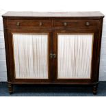 A 19th Century mahogany side cabinet, with two drawers and twin silk lined doors.