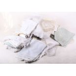 A large collection of Victorian and later linens and lace trimmed linens, damask and more,