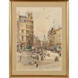 Lander, R.S.W., a print of Piccadilly Circus in the Victorian era, signed to lower right, picture