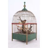A 1900s two birds in a cade musical automaton, two movements, two Airs, probably German (41cm high x