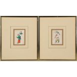 A set of four 19th Century Chinese miniature paintings on rice depicting provincial tribal