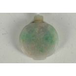 A Chinese Jadeite “Pilgrim’s Flask” form snuff bottle, 6cm H.