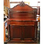 A 19th Century mahogany chiffonier with galleried back with shelf on turned supports over a