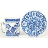 A CHINESE BLUE AND WHITE PLATE. 
Qing Dynasty, Kangxi period. 
With a central medallion with