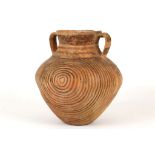 A LOOP HANDLED YANGSHAO PAINTED POTTERY JAR. 
Neolithic Period. 
25cm H. 
新石器时代  仰韶双耳旋纹陶器