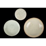 THREE CHINESE QINGBAI CERAMICS. 
Song Dynasty. 
Comprising a moulded circular qingbai box and