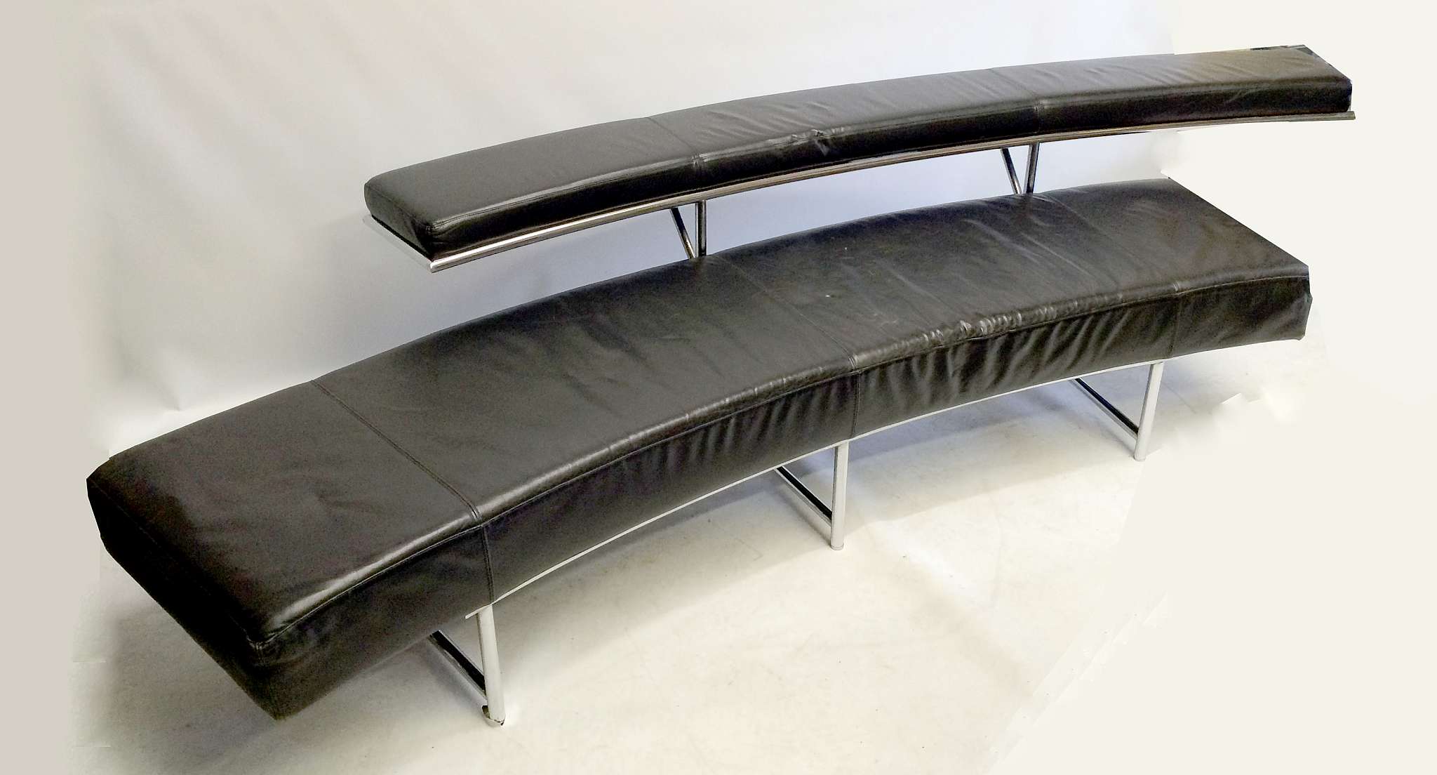 Eileen Gray for Aram Designs, a late 20th century Monte Carlo sofa, black leather seat and back on