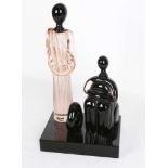 A Murano glass sculpture after Madonna and Child by Giorgio de Chirico, signed indistinctly and