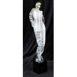 Gian Signoretto, a modern Italian Murano glass sculpture, abstract female figural study, with silver