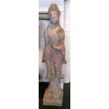 Asian statue, study of Guan YIn holding a jar, 104cm, marks for Austin 1961 to base