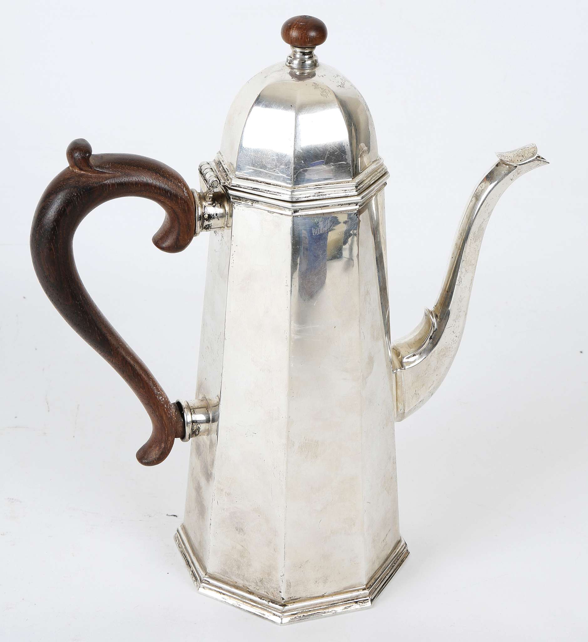 A Cartier silver coffee pot, designed by Wolf Schroth, circa 1950, hand made, stamped under