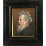20th Century School, an ebonised framed oil painting portrait of designer, poet, novelist William