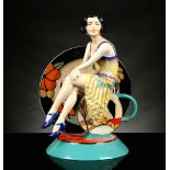 Kevin Francis Ceramics, Young Clarice Cliff 'Renaissance' modelled by Andy Moss, painted in colours,