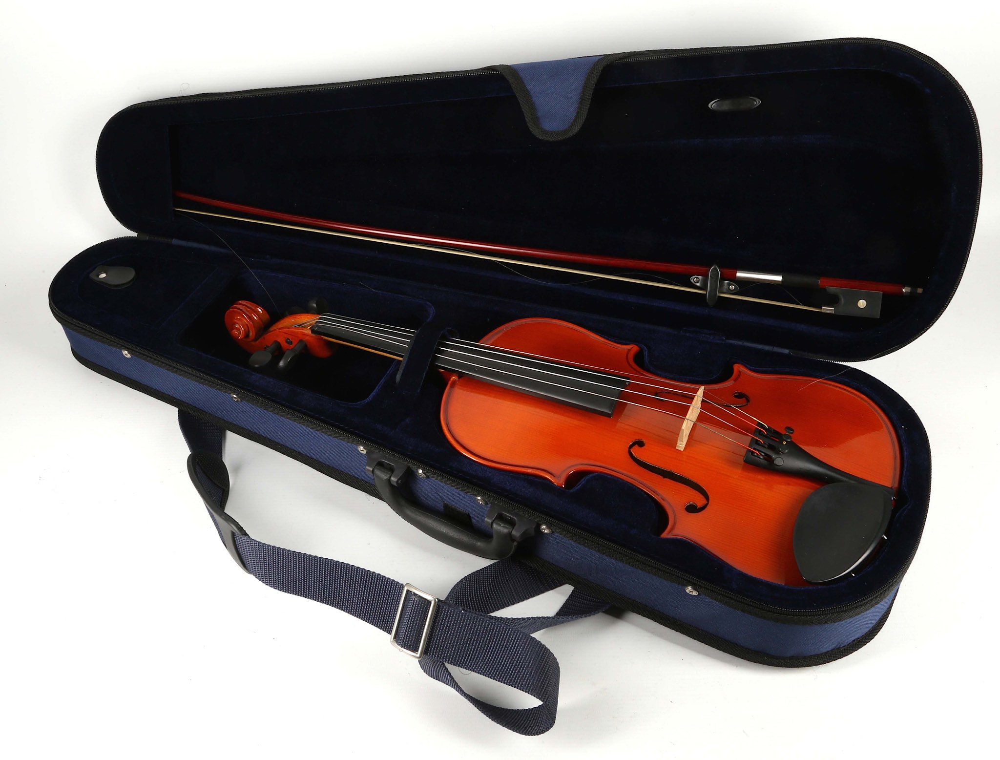 A Roling's full sized violin, cased with bow and extra strings - Image 2 of 3