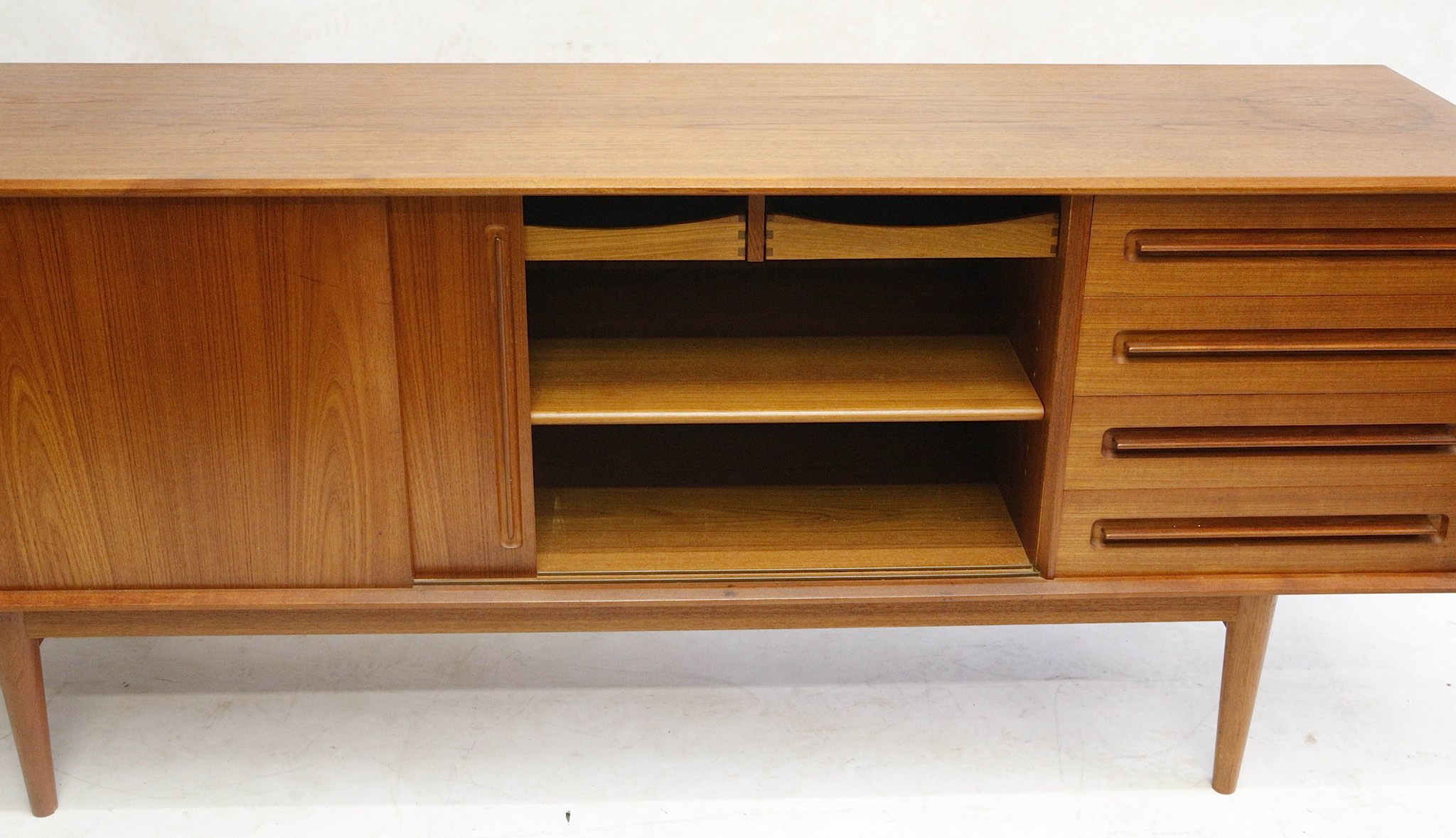 A 1960s Danish teak sideboard, double cupboard with sliding doors, four drawers, stamped B&N Made In - Image 2 of 4