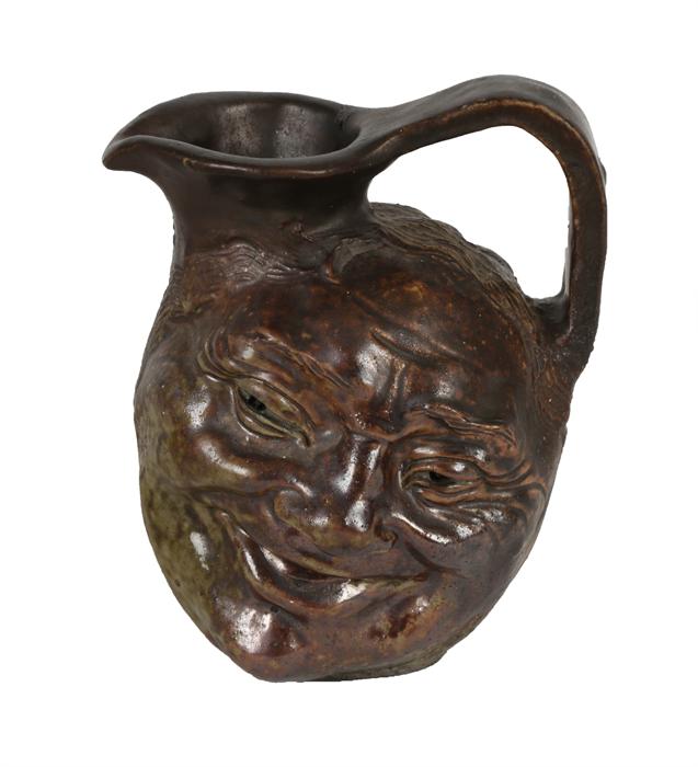 A Martin Brother's stoneware grotesque double-sided face jug, circa 1900, with dark brown and - Image 8 of 12