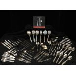 A selection of Georg Jensen sterling silver cutlery, 'KAKTUS' pattern, consisting of 8 dinner