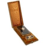 A 19th century French tortoiseshell and gilt inlaid cigar case with separate match holder, filled