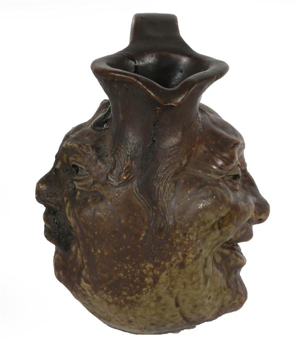 A Martin Brother's stoneware grotesque double-sided face jug, circa 1900, with dark brown and - Image 10 of 12