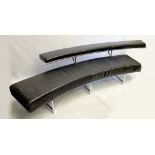 Eileen Grey for Aram Designs, a Monte Carlo sofa, black leather seat and back, supported by