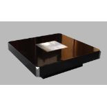 A Willy Rizzo coffee table, c. 1970, black laminate finish with canted chromed steel corners and