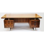 Jørgen Pedersen for E. Pederson & Søn, Denmark, a 1960s rosewood desk, with steel supports, (200 x