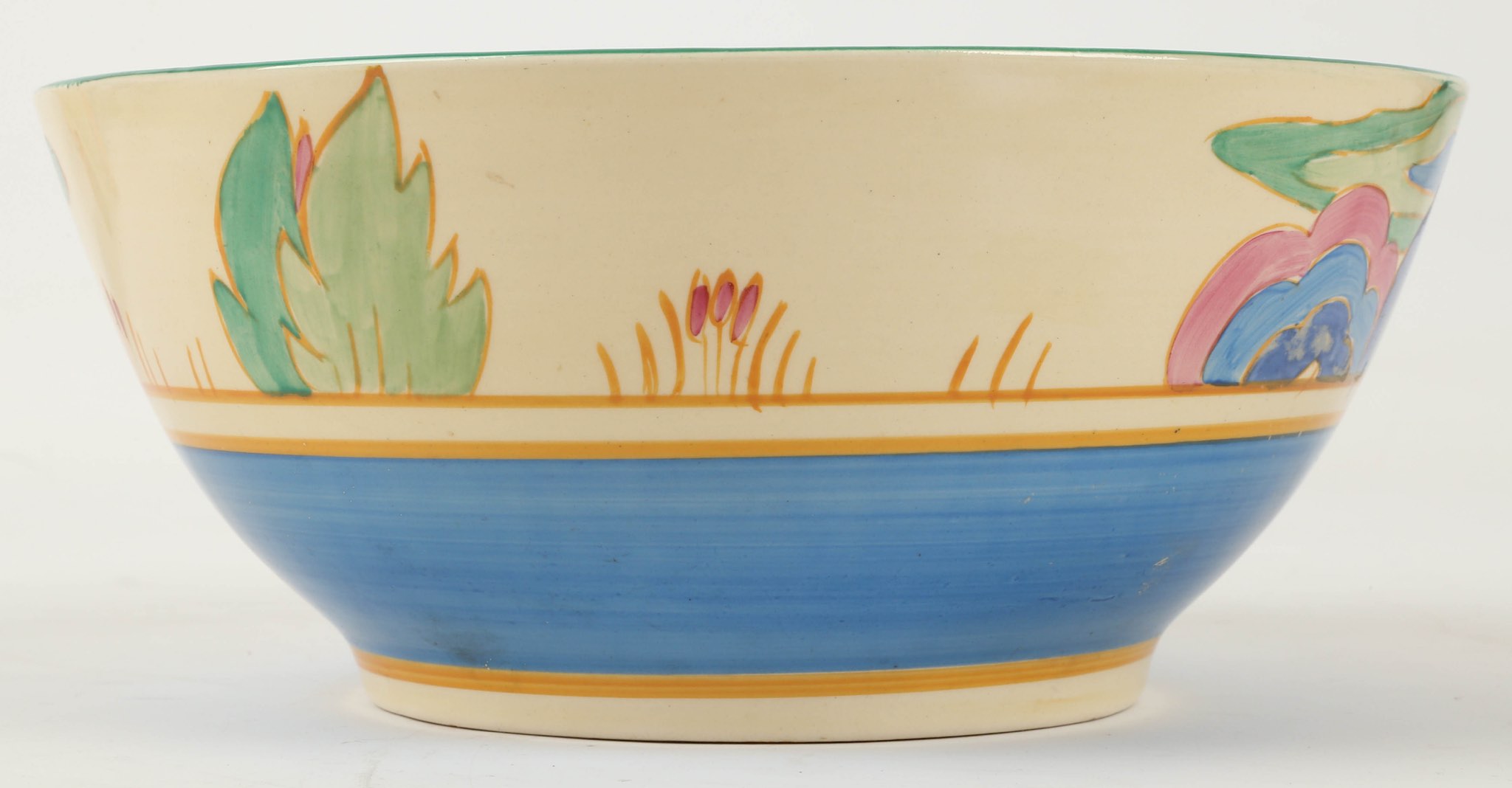 A Clarice Cliff Bizarre 'Blue Chinz' pattern bowl, painted in colours, stamped marks under, (22cm - Image 3 of 3